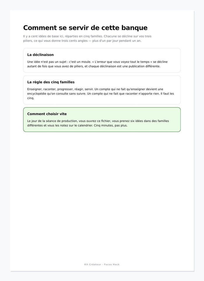 Page du KIT CRÉATEUR